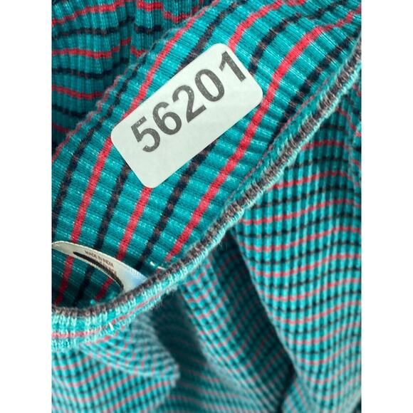 FREE PEOPLE Dress L Terra Ribbed Jersey Halter Striped Cutout Maxi Blue - Picture 16 of 16